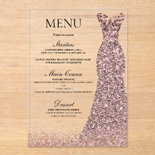 Blush Rosen Dress Birthday Party Brautparty Menu Acryleinladungen