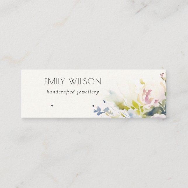 Blush Roses Floral Earring Hoop Loop Stud Display Mini Visitenkarte (Vorderseite)