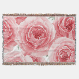 Blush Roses Watercolor Floral Pink Petal Pattern Decke
