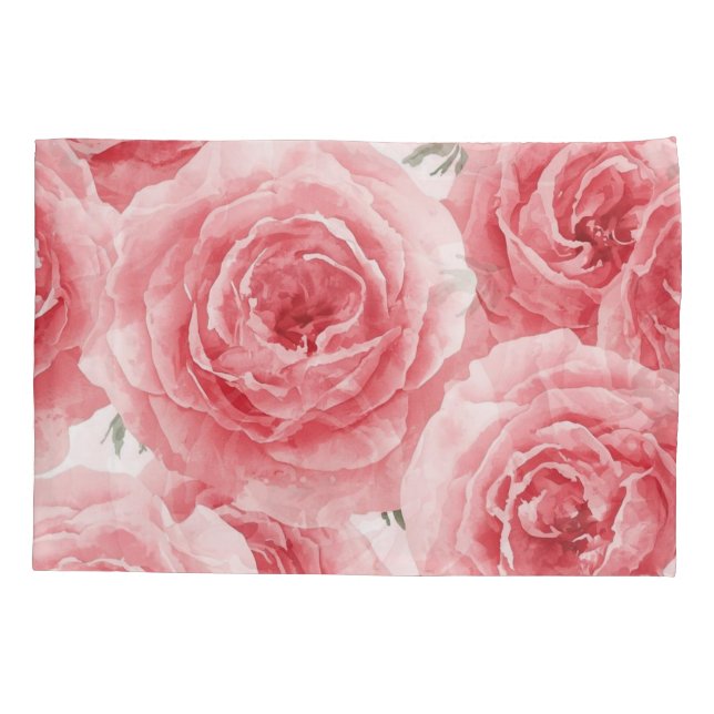 Blush Roses Watercolor Floral Pink Petal Pattern Kissenbezug (Rückseite)