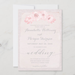 Blush Rustic Calligraphy Wedding Einladung