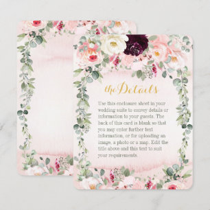 Blush Rustic Garden Wedding Details Eintrittskarte Einladung