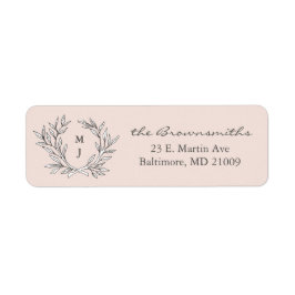 Blush Rustic Monogram Rücksendeadresse