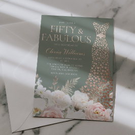 Blush Sage 50. Geburtstag Rose Gold Kleid Folieneinladung