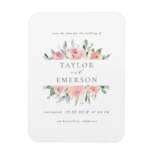 Blush & Sage Aquarell Save the Date Blütenfarbe Magnet