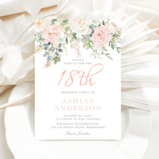 Blush & Sage Blume Girls 18. Geburtstagsparty Einladung