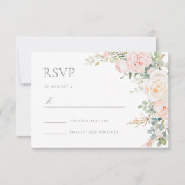 Blush Sage Floral Wedding Response RSVP Card Karte