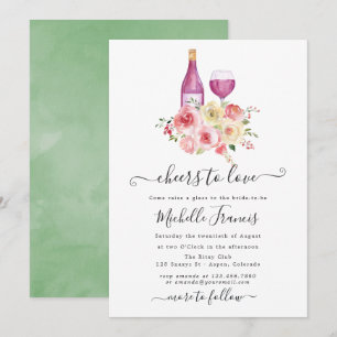 Blush & Sage Florale Hochzeitsdusche Weinverkostun Einladung