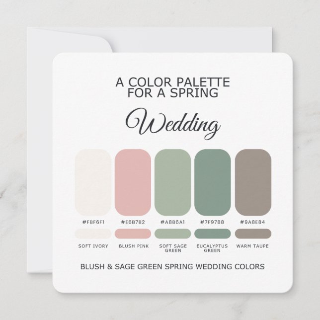 Blush Sage Green Spring Wedding Color Palette Card Einladung (Vorderseite)