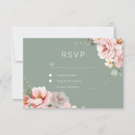 Blush & Sage Green Wedding RSVP Response Card