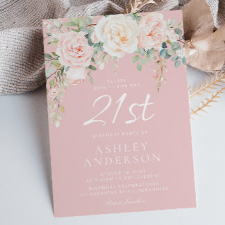 Blush & Sage Modern Girls 21. Geburtstag Party Einladung
