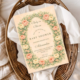 Blush Sage Rose Garden Baby Shower Einladung