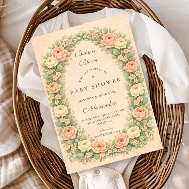 Blush Sage Rose Garden Baby Shower Einladung (Von Creator hochgeladen)