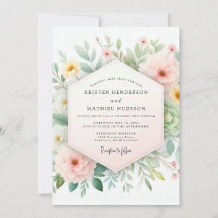 Blush & Sage Soft Bloom Hochzeit Einladung