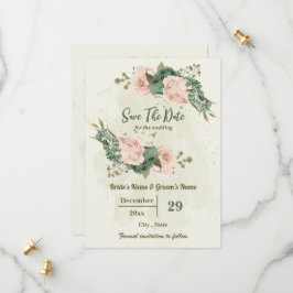 Blush & Salbei Blume botanische Hochzeit Save The Date