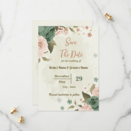 Blush & Salbei Blume botanische Hochzeit Save The Date