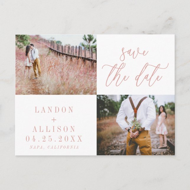 Blush Save the Date Postkarte (Vorderseite)
