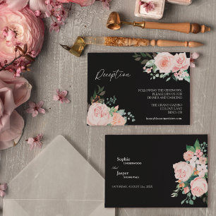 Blush Schwarz Hochzeitsempfang Begleitkarte