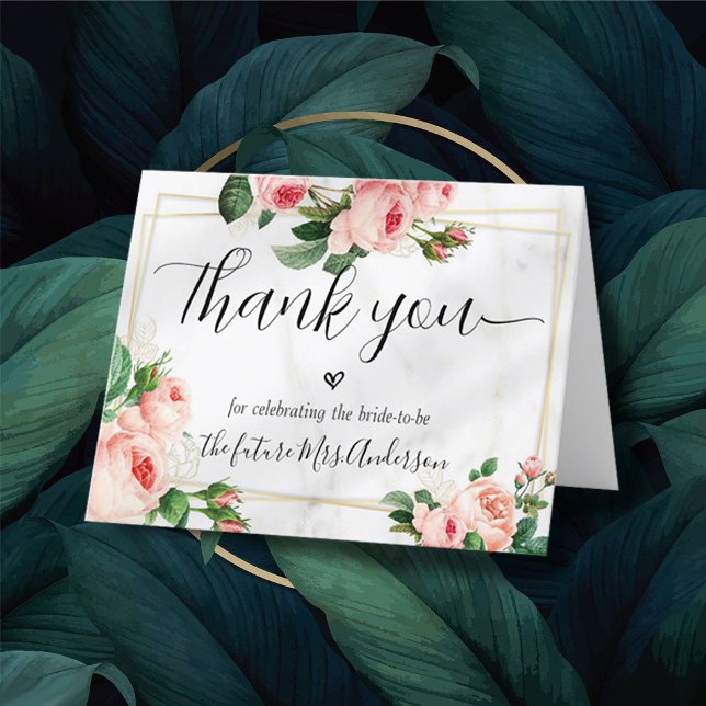Blush Script-Brautparty Vielen Dank Dankeskarte (bridal shower thank you card)