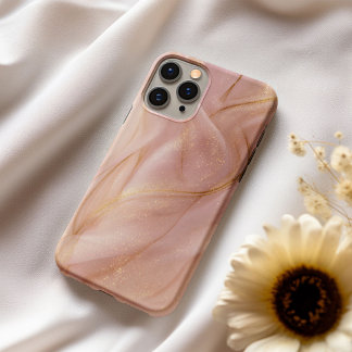 Blush Seide – Rosa Satin & Gold Handyhülle iPhone 16 Hülle