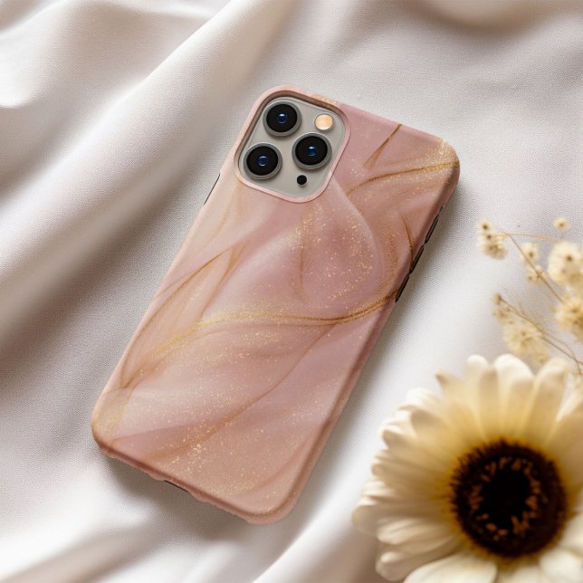 Blush Seide – Rosa Satin & Gold Handyhülle iPhone 16 Hülle (Von Creator hochgeladen)