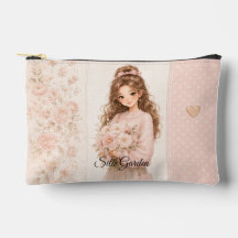 Blush Seiden-Garten Blumen-Kosmetiktasche editierb