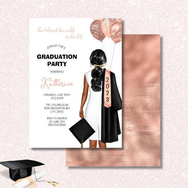 Blush She glaubte Girl Graduation Party Einladung (Von Creator hochgeladen)