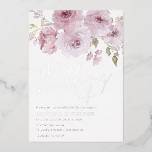 Blush & Silver Dusty Rose Wedding Folieneinladung
