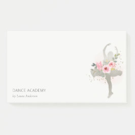 Blush Silver Floral Girl Dancer Academy Logo Post-it Klebezettel
