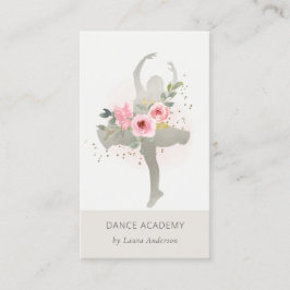 Blush Silver Floral Girl Dancer Academy Logo Visitenkarte