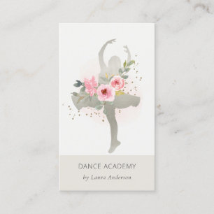 Blush Silver Floral Girl Dancer Academy Logo Visitenkarte