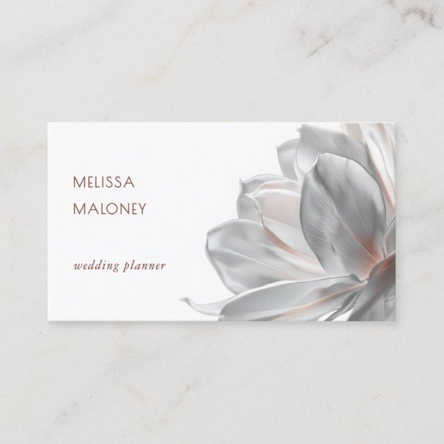 Blush Silver Magnolia White Business Card Visitenkarte (Vorderseite)