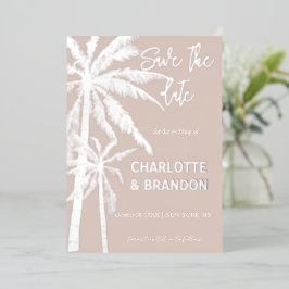 Blush Silver Palm Trees Beach Hochzeit Folieneinladung