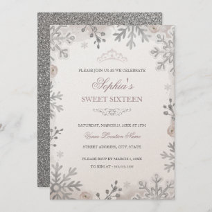 Blush Silver Winter Wonderland Sweet 16. Geburtsta Einladung