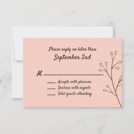 Blush Simple Floral Wedding RSVP Karte