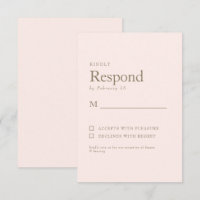 Blush Simple Gold Text Wedding RSVP