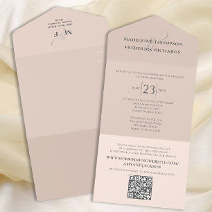 Blush Simple Wedding RSVP Custom All In One Einladung