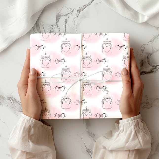 Blush Sketched Hearts Valentines Wrapping Paper Geschenkpapier (Von Creator hochgeladen)
