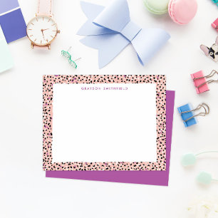 Blush Snow Leopard Print Personal Stationcard Einladung
