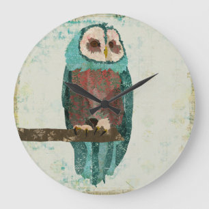 Blush Snow Owl Clock Große Wanduhr