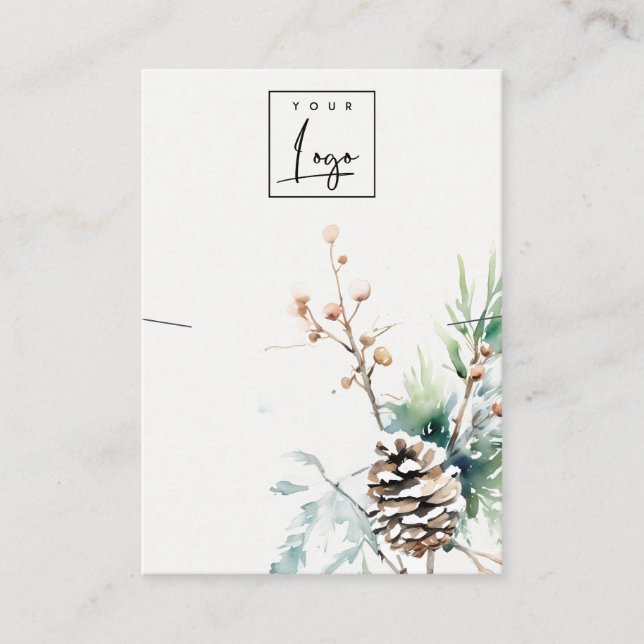 Blush Snow Winter Berries Logo Necklace Holder Visitenkarte (Vorderseite)