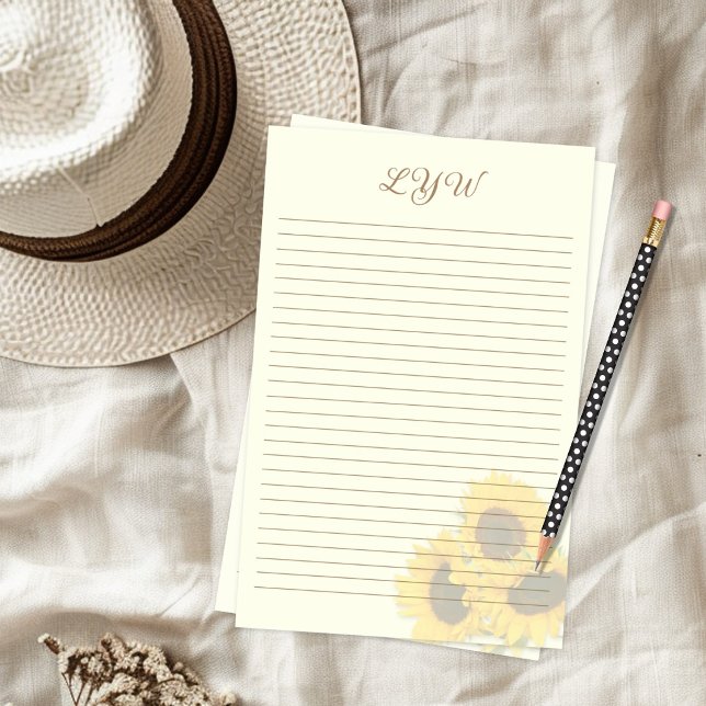Blush Sonnenblumen Einband Schriftpapier Briefpapier (Von Creator hochgeladen)