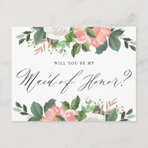 Blush Spring Floral werden Sie meine Trauzeugin se Postkarte