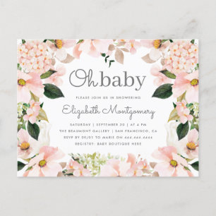 Blush Spring Floral Wreath Oh Baby Dusche Einladungspostkarte