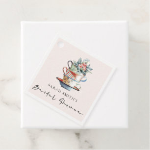 Blush Stacks Brautparty Blumenkohl Tee Party Geschenkanhänger