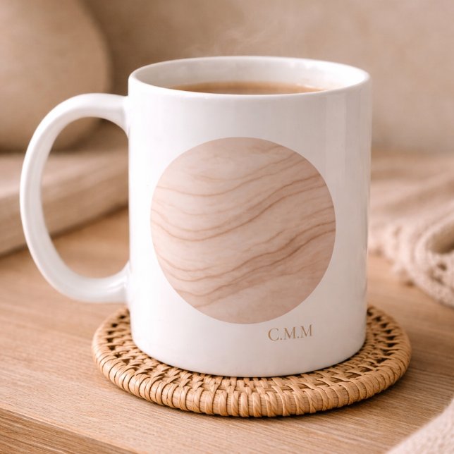 Blush Stone Ripple Tasse (White ceramic paired with a blush stone accent for everyday sipping.)