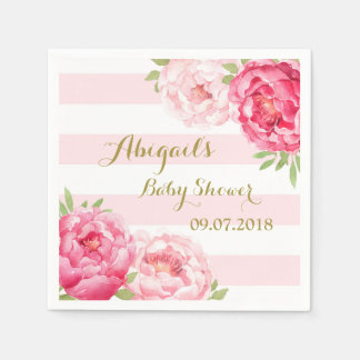 Blush Streifen Pink Wasserfarbe Babydusche Napkins Serviette