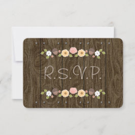 Blush String of Lights Acorn Rustic Wedding RSVP Karte