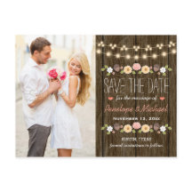 Blush String of Lights Rustic Fall Save the Date