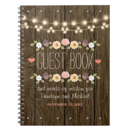 Blush String of Lights Rustic Hochzeit im Herbst G Notizblock